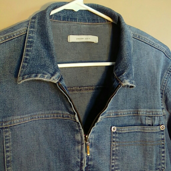Peppercorn Jackets & Coats Peppercorn Large Zip Up Blue Denim Jacket